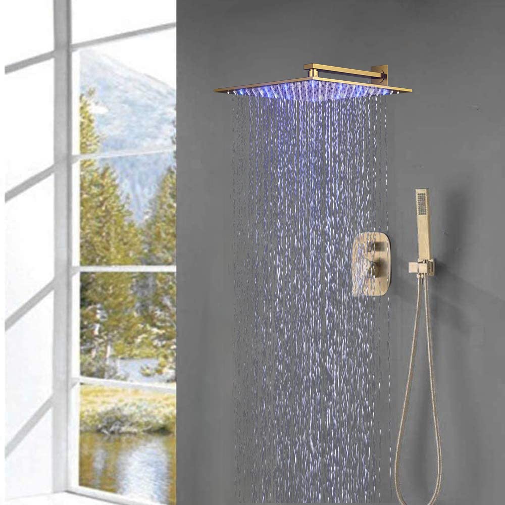 2017 Overhead Led Rainfall Shower Head 12 Inch Bathroom Delta