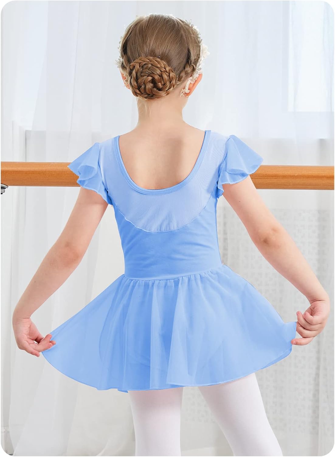 Dance Leotard for Girls Toddler Ballet Leotards with Skirt Flutter Sleeve Ballet Dress Dance Outfit 2-9 Years - Image 2