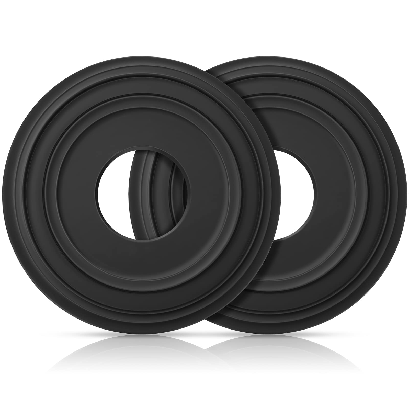 Canomo 2 Packs Classic Ceiling Medallion Polyurethane Ceiling Fan Medallion Chandelier Medallion, 12 3/8"OD x 4"ID, Matte Black