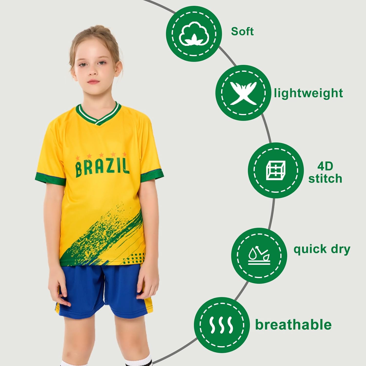 Kids Soccer Jersey for Boys&Girls,Youth Training Jerseys Sports Fan Jerseys Football Shirt for Children