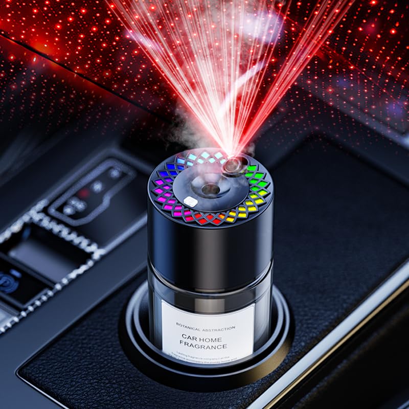 Image of Rechargeable Car Air Fresheners,160ml Oil Car Diffuser Experience by Atomization, RGB Ambient Lights with Star Projection,Adjustable Concentration, Smart Auto On /Off, Built-in Battery (Ocean)