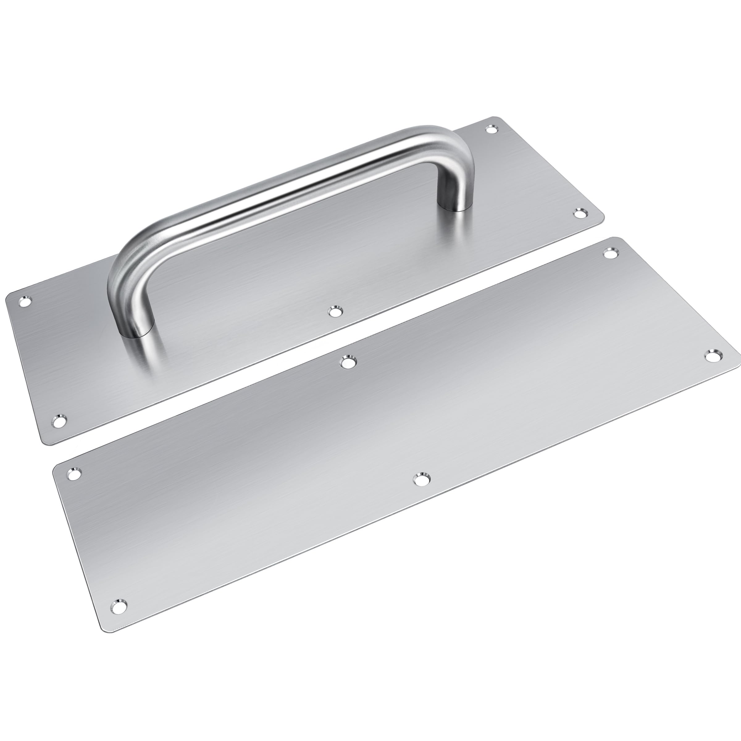 VRSS 304 Stainless Steel Satin Finish Door Push Pull Handles, 100mm Width x 300mm Height x 1.2mm Thick, 180mm Hole to Hole, 200mm Handle Length, 19mm Pull Diameter 1 Set