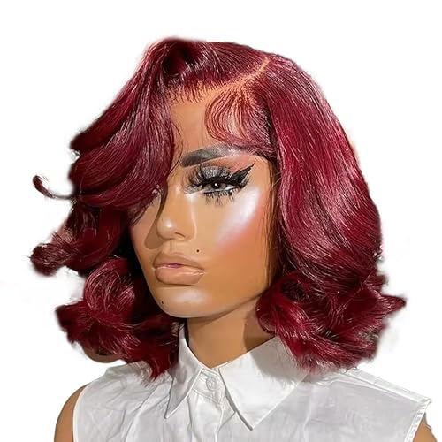 99j Burgundy Glueless Body Wave Bob Wig Human Hair 200%