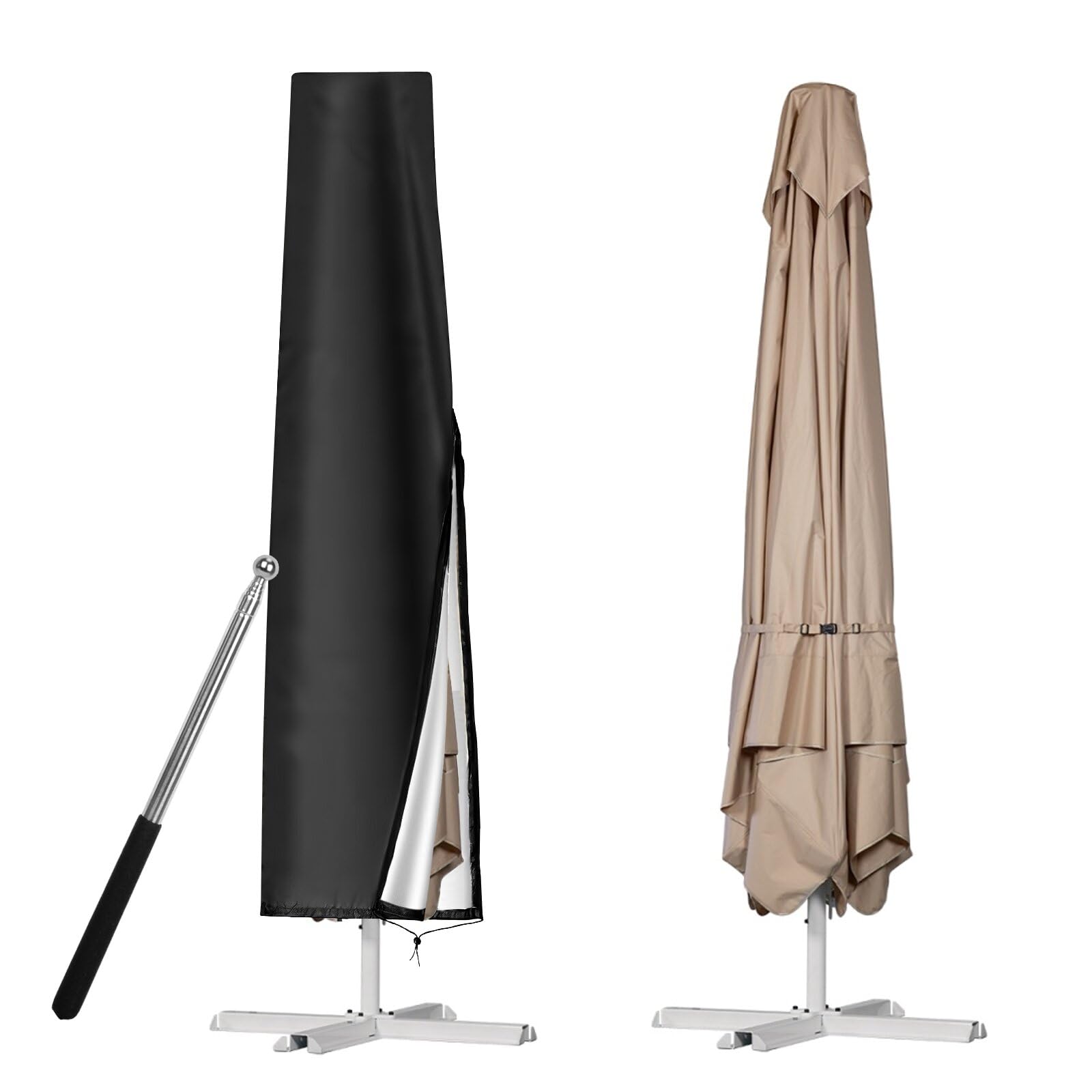 VORHOT Funda Sombrilla Playa para Sombrilla Ø 1-3m, 210D Oxford-Tela Funda Protectora con Varilla, Impermeable Anti-UV Cover para Sombrilla Terraza Exterior Parasol Jardin, 190 x 30/50CM