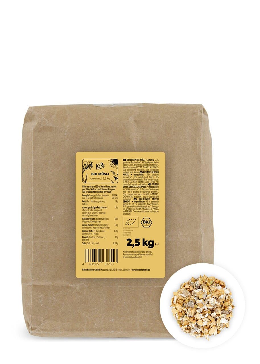 KoRo - Muesli bio de céréales germées 2,5 kg - Sans additifs issus à 100% de l'agriculture biologique