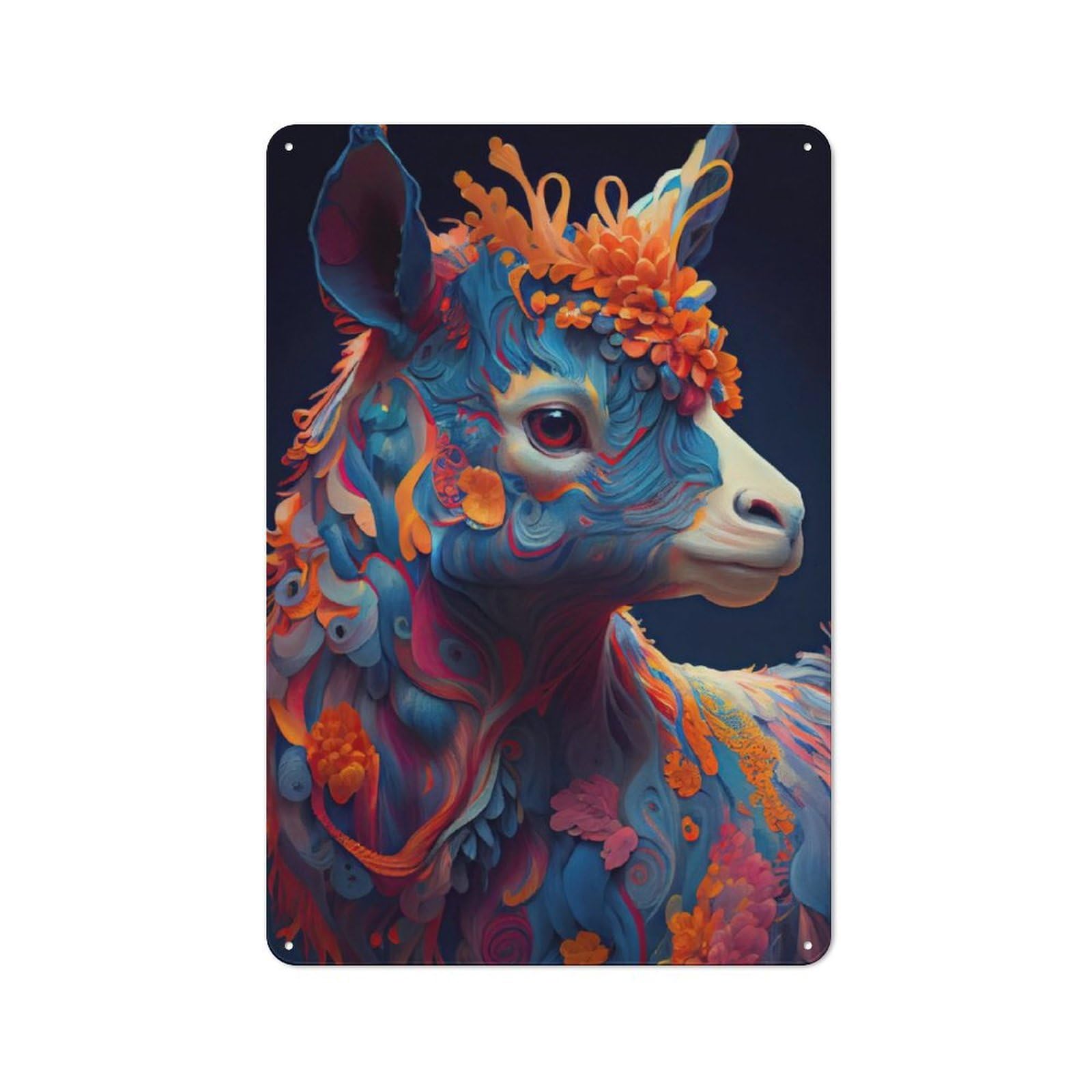 Junmoney The Cute Alpaca Rustic Tin Wall Plaque 30X20cm For Home Office Or Studio, For Garage, Workshop And Man Cave Decoration