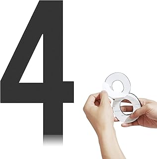 6" Self-adhesive House Numbers, House Numbers for Outside Stick On, Stainless Steel Address Signs for Houses, Modern Numbers for House Address Outside, 911 Visibility Signage - Number 4