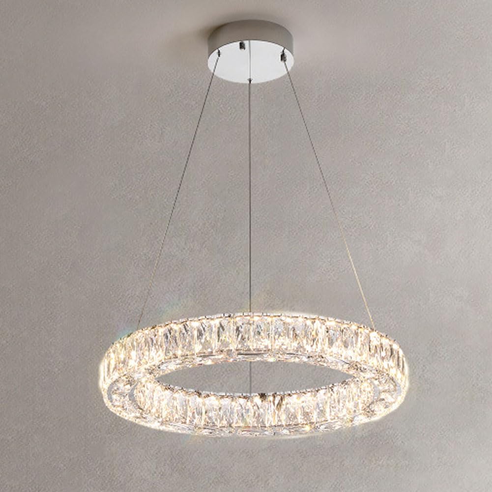 HXYSXHJUO led light luxury circle staircase grand chandelier, crystal creative lamp, for living room master bedroom dining bedroom,40cm