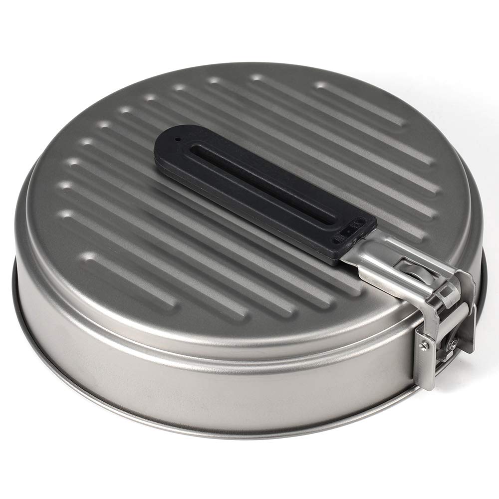 Lixada 1100ml Titanium Fry Pan Ultralight Grill Padella Antiaderente da Campeggio Pentole da Campeggio Backpacking Padella in Titanio con Maniglia Pieghevole, Outdoor Cooking Grill Padella