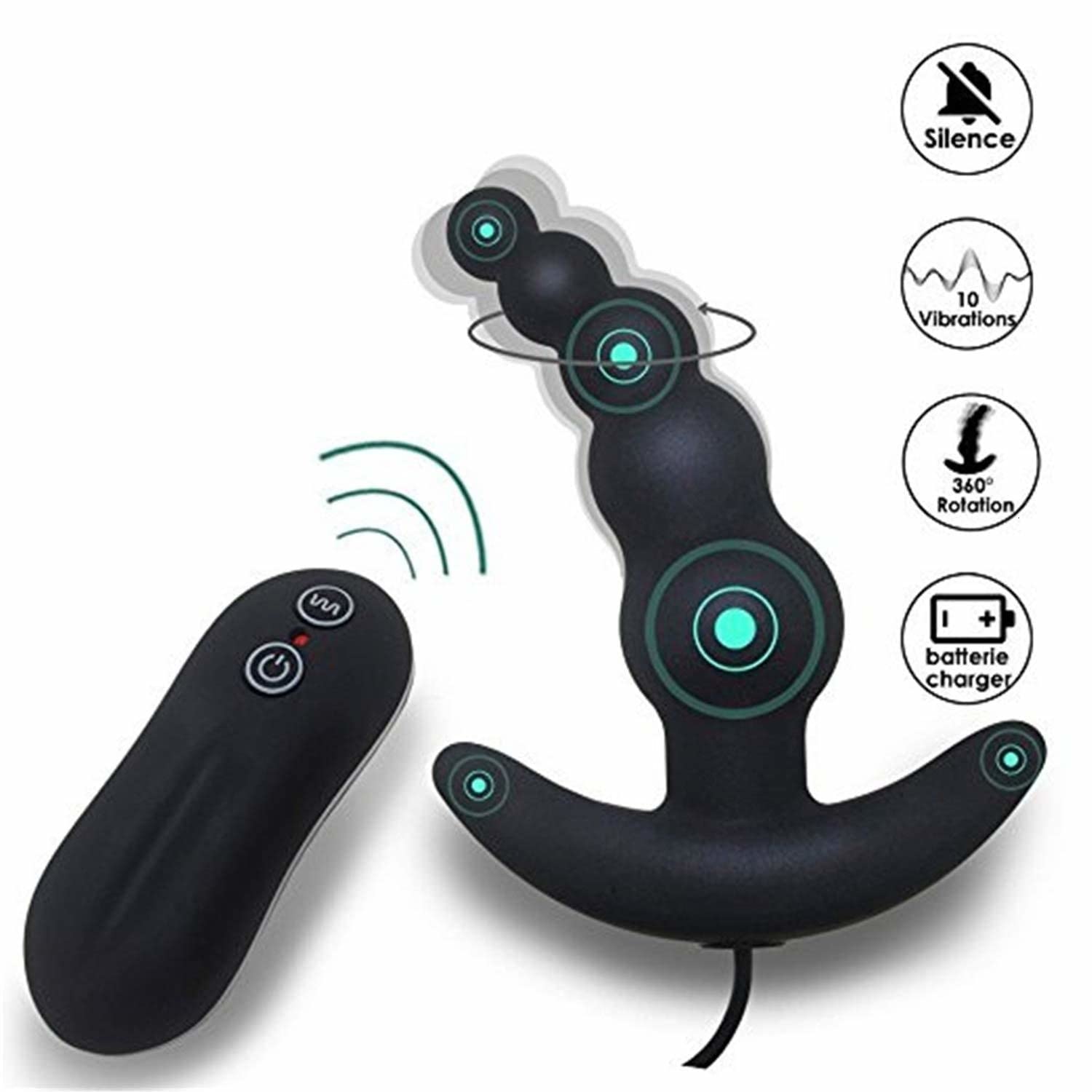 Plug anale Plug anale vibrante con perline anali con massaggio di stimolazione della prostata a distanza 9 Giocattolo vibratore vibrante per allenamento anale
