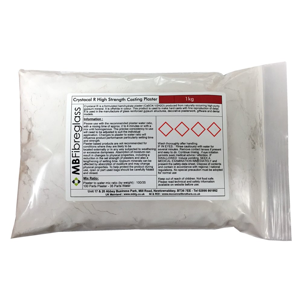 Polycraft Crystacal R Hard White High Strength Casting Plaster - 1kg