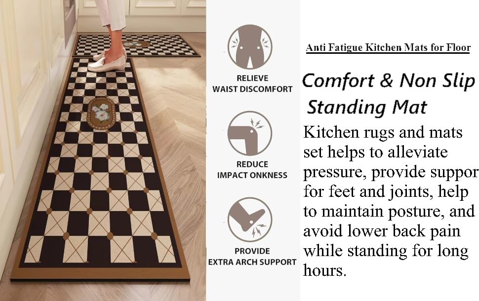 proxin 2 Pcs Kitchen Mats, Waterproof Memory Foam Kitchen Rugs, Standing Desk Mat Floor Mats, Comfort Runner Rug Carpets for Kitchen Floor, Sink (Colour 3) 3