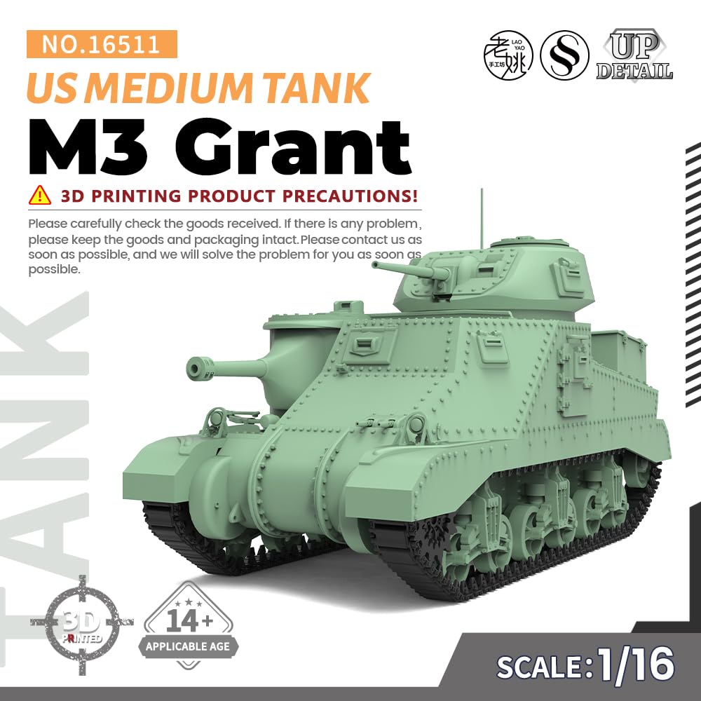 MRY-SFW SS16511 1/16 zestaw do budowy modelu wojskowego US M3 Grant czołg średni