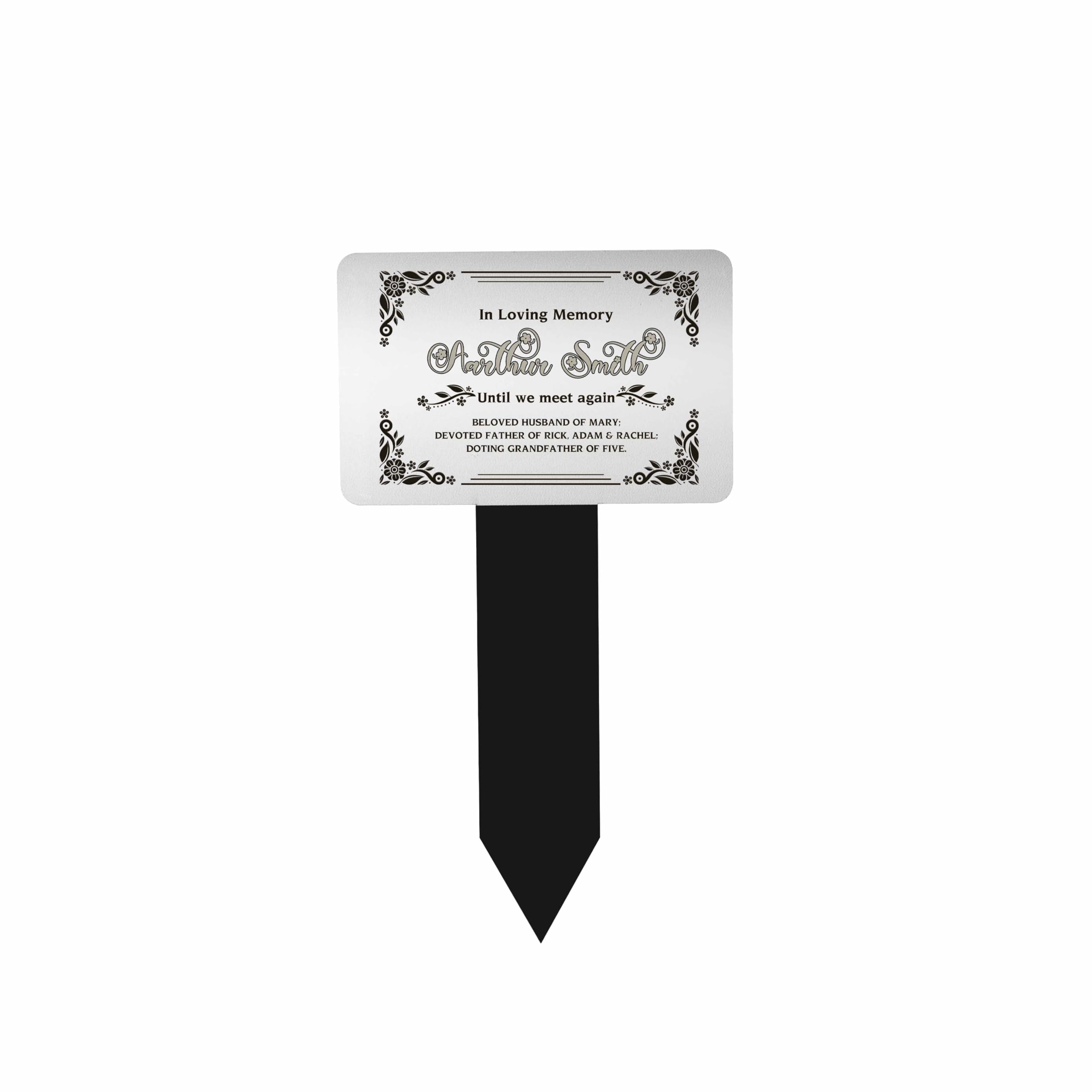 Varsany Personalised Memorial Plaques for Garden/Graves– Custom Bereavement Gifts Plaque, Grave Memorial Stick Silver Style 6
