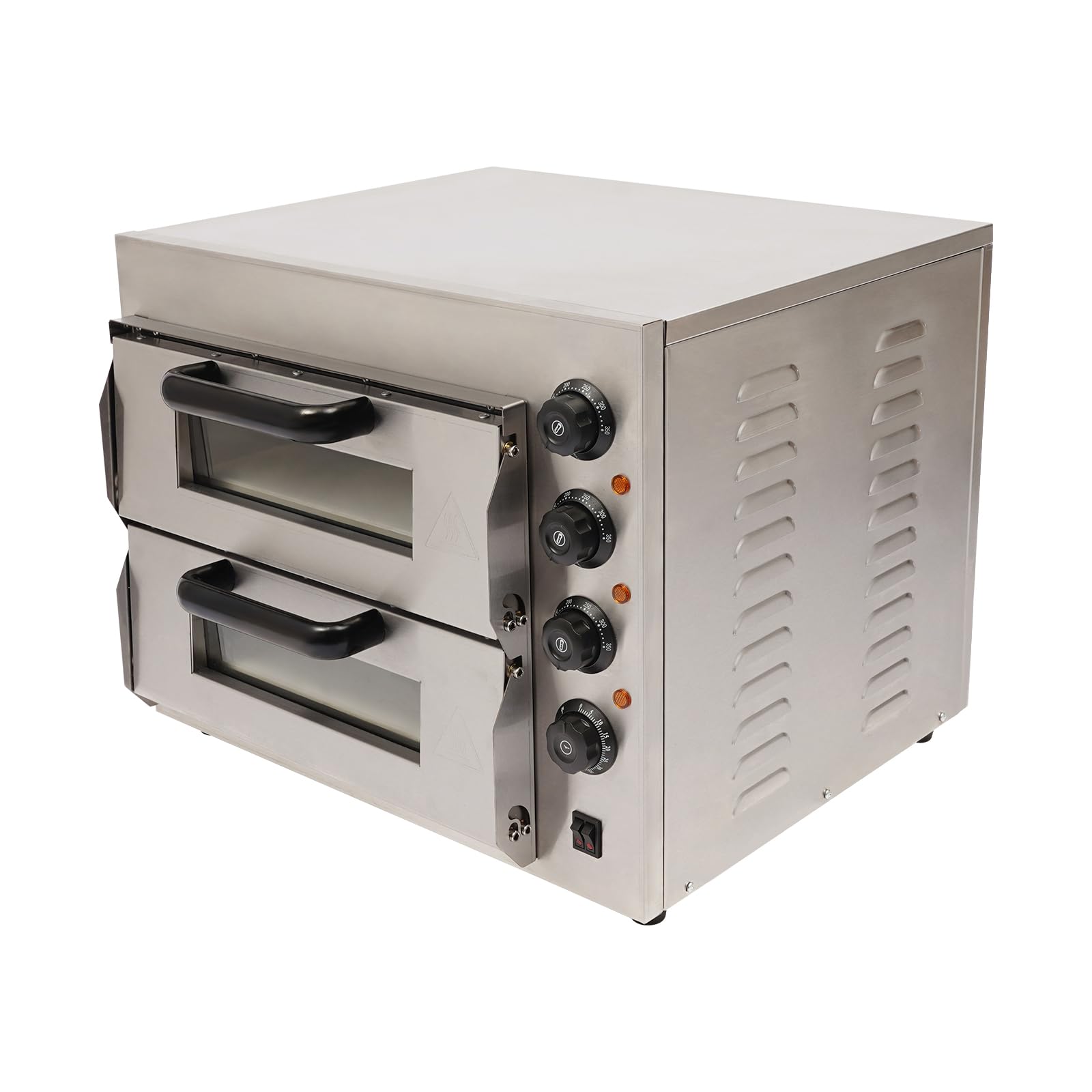 Horno de pizza de 3000 W, horno profesional de doble cámara, horno de pizza de acero inoxidable, horno de pizza eléctrico para la encimera, cocinas domésticas, restaurantes, pizzerías