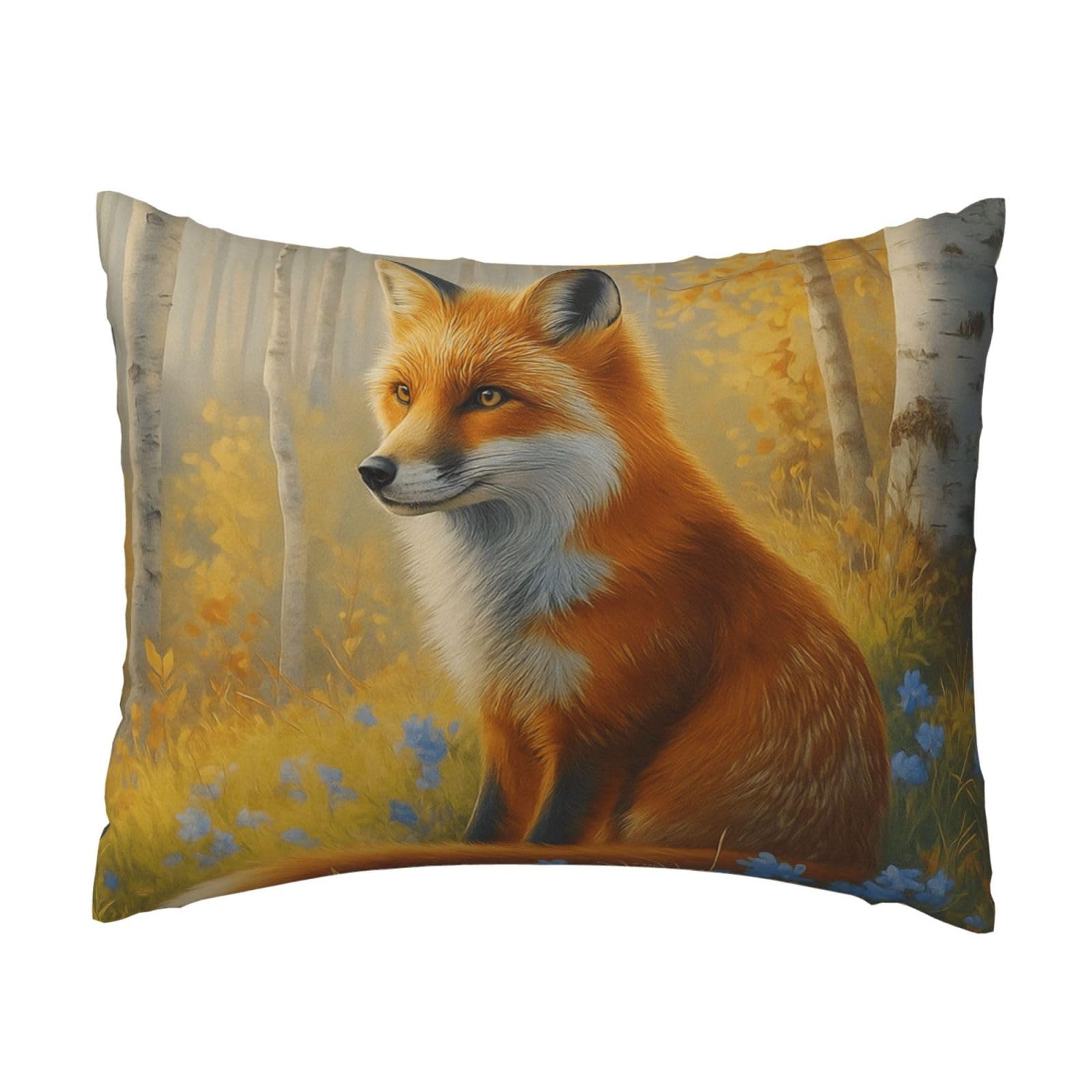 Pretty Fox Pillowcase Soft Plush with Zipper Decorative Pillowcovers 16x20 in