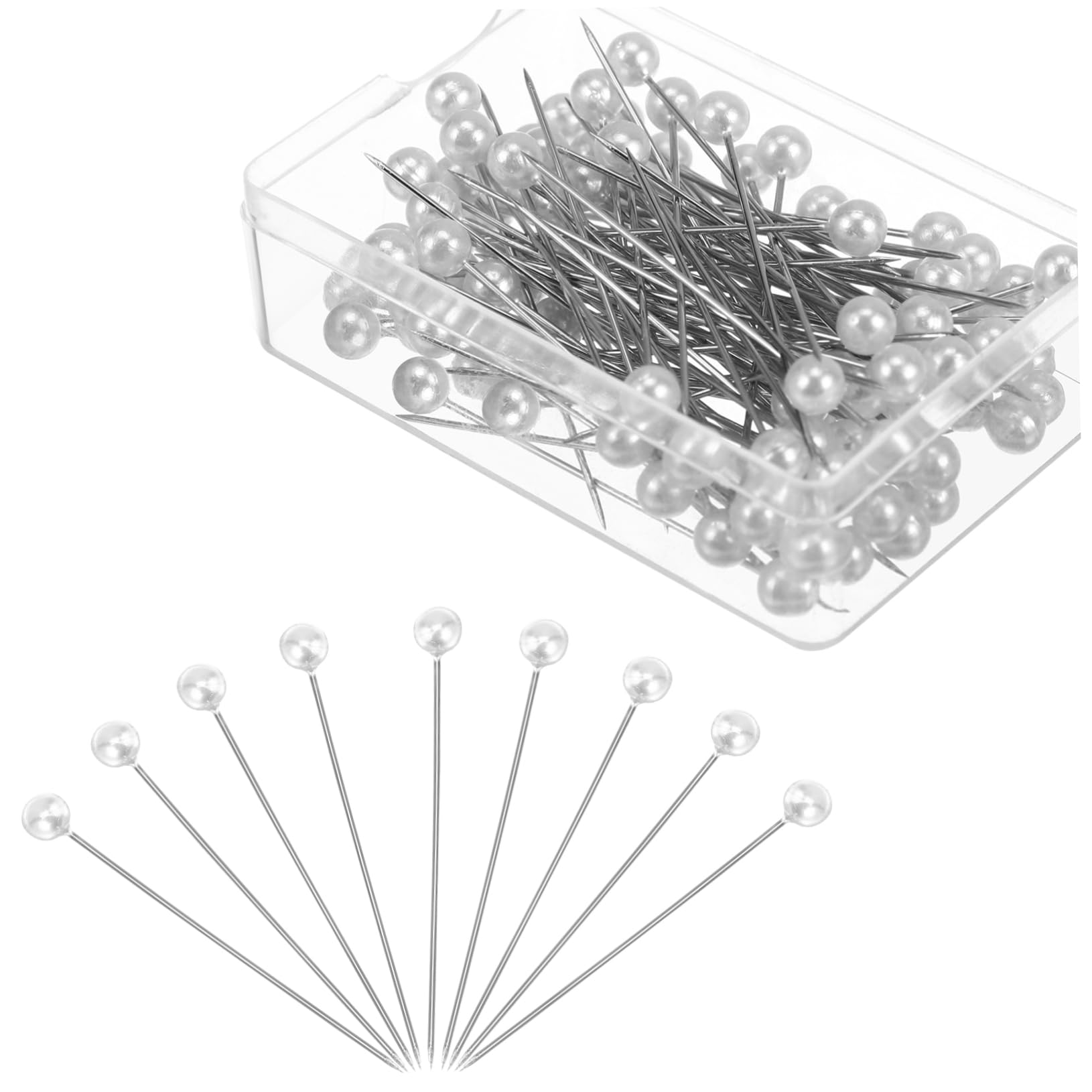 Anneome 100 Alfileres Cabeza de Perla Blancos para Coser y Manualidades, Resistentes a Alta Temperatura, de Metal para Proyectos de Costura y Bricolaje