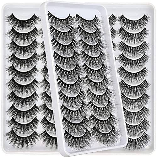 False Lashes Faux Mink Eyelashes 30 Pairs Fluffy Wispy Eye Lashes Pack 3D Natural Look 17mm Eyelashes Wholesale