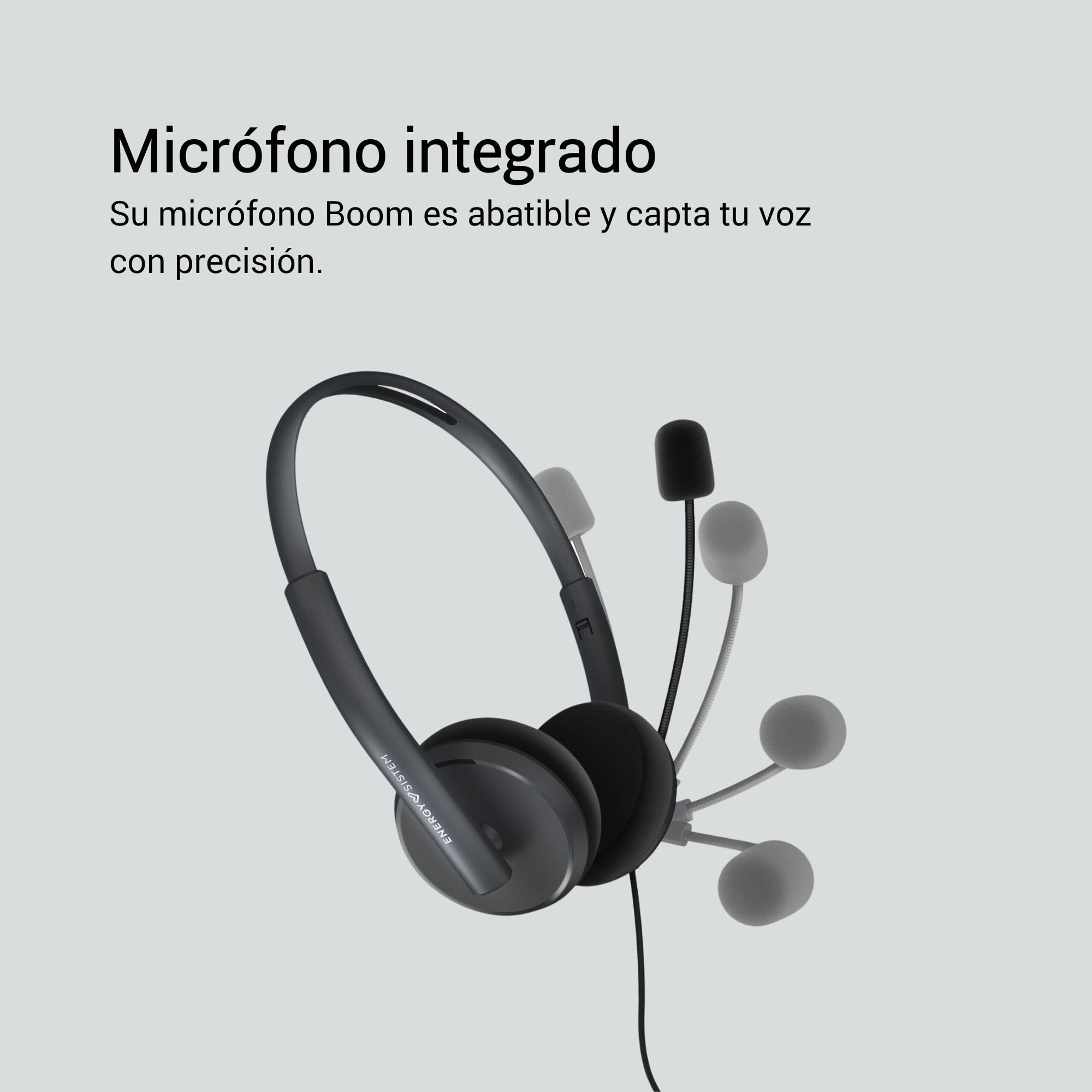 Energy Sistem Headset Office 2 Anthracite (Auricular On-Ear, Compatible con PC/Mac/Smartphone, Conector 3.5 mm, micrófono con Brazo retráctil), Negro (Paquete de 4)