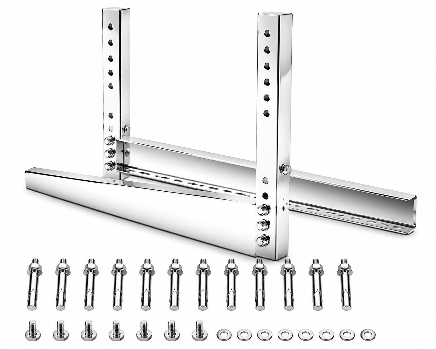SS304 Elite Series AC Outdoor Unit Wall Mount Bracket (1–2 Ton) | 1.5 mm Stainless Steel | 18 Inch Support Arms | Complete SS Hardware Kit-image-14
