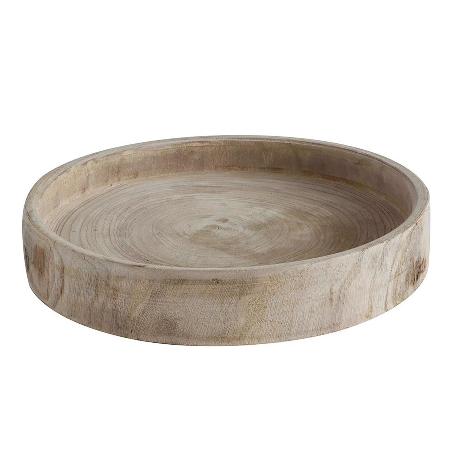 Solid Wood Tray,Round Tea Set Storage Box,Living Room Decorative,Thickened Base,Suitable for Storing Flower Pots(Color2)