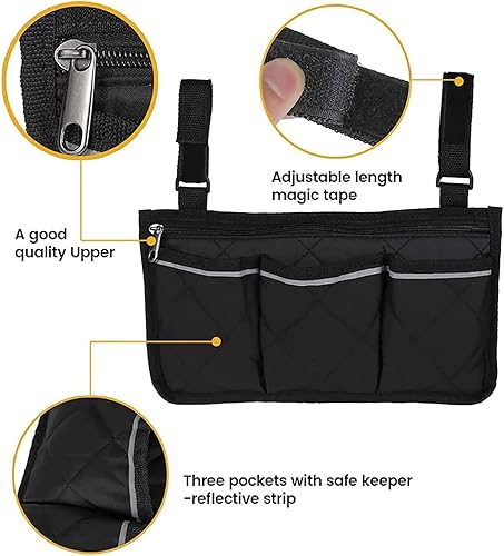 Miniatura 5 de Bolsa lateral para silla de ruedas, accesorios de almacenamiento para silla de ruedas, bolsa impermeable para silla de ruedas, bolsillos laterales