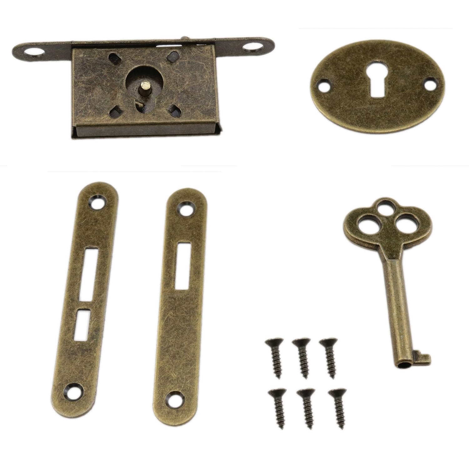 yukata Serrature per cassetti in bronzo anticato, serratura per pianoforte, con chiave, per ante e cassettiera, 1 pezzo