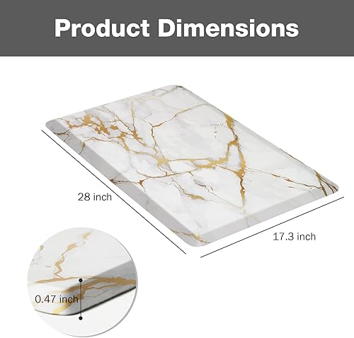 Miniatura 2 de Tapetes antifatiga para cocina, acolchados, antideslizantes, geométricos, de mármol, impermeables, para estar de pie, en blanco y negro, para suelo,