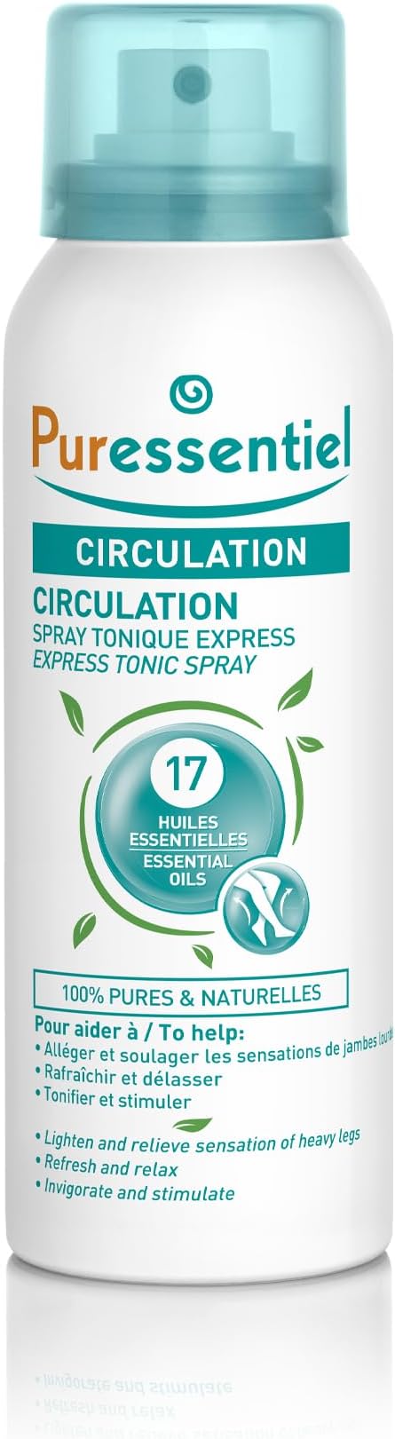 Puressentiel Circulation Spray - Essential Oils Spray - Soothes Heavy and Uneasy Legs - Ideal for Active Lifestyle and Exercise - Vegan - 3.4 oz
