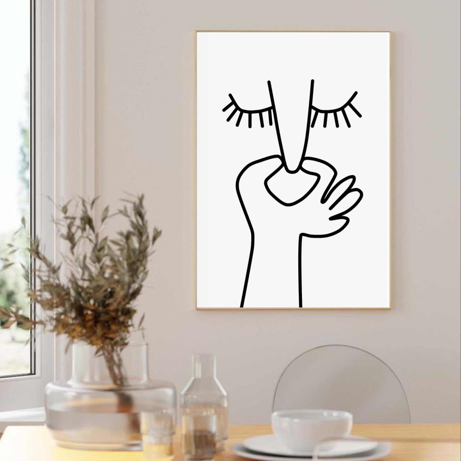 Art Mural Toile Humoristique Pour Salle De Bain - Noir Et Blanc Minimaliste