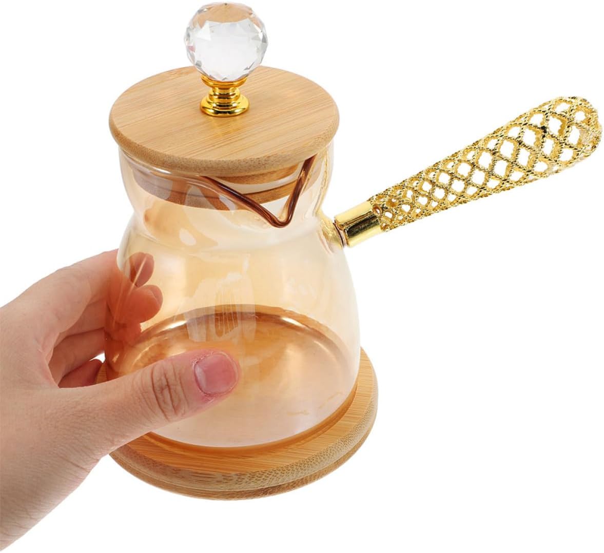 Garneck 2pcs 350ml Glass Turkish Coffee Pot with Side Handle, Stovetop Coffee Brewing Kettle for Home Brewing and Tea Serving