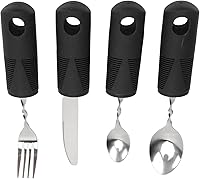 Vista 2 de Parkinson's Weighted Utensil Set, Ergonomic Hand Tremor Spoon Fork Knife, Adaptive Silverware for Arthritis Aid, Easy Grip Eating Tools for Seniors