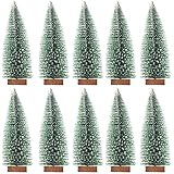 Adornos Encantadores y Exquisitos: Estos mini árboles artificiales están cubiertos de "nieve", vívida y hermosa, base de madera, fácil de colocar, si se juntan, mire el bosque desde la distancia, traiga maravillosos efectos visuales a su hogar.