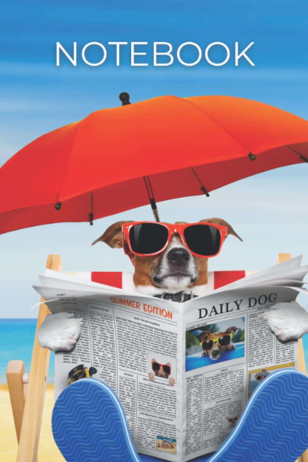 Notebook: Jack Russell Terrier Dog on Beach