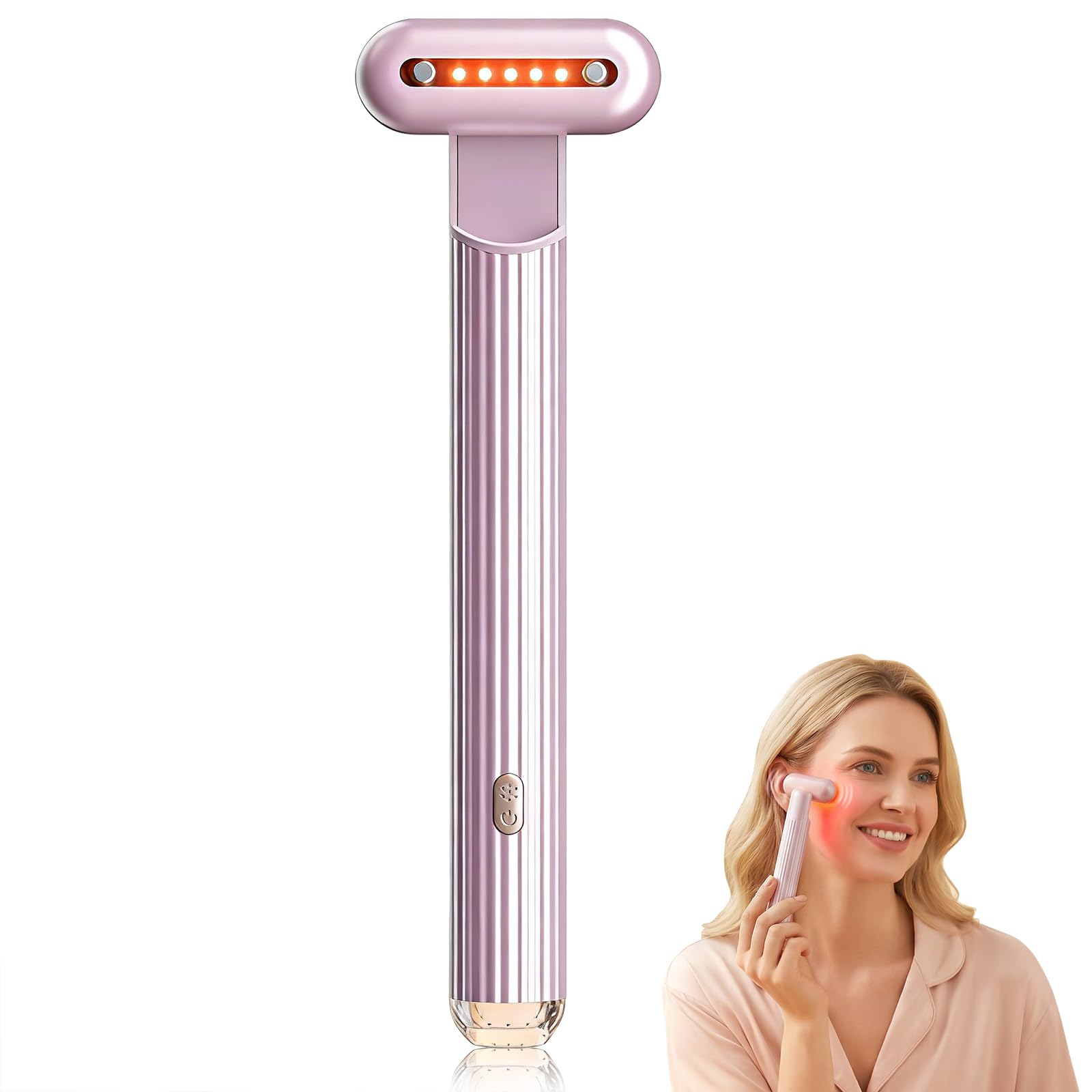 4 en 1 Masseur Yeux Multifonction avec Lumière LED, Vibration, EMS, Thermothérapie, Soin Contour des Yeux et Visage,Appareil De Soin À Domicile, Réduit Efficacement Les Cernes/Poches Sous Les Yeux (A)