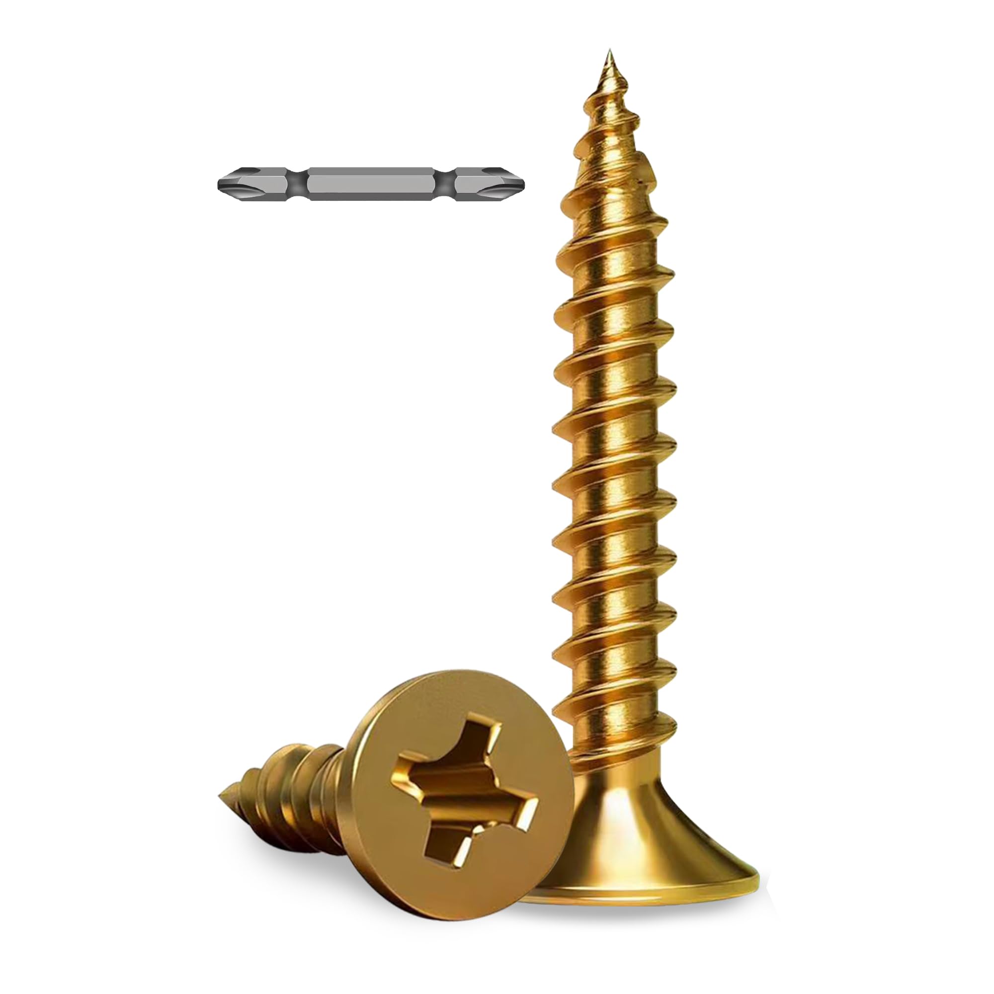 Fangyan 260PCS M3.5 x 25mm Wood Screws, Phillips Flat Head Self-Tapping Screws, Zinc Plated Fiberboard Screws with Double-Ended Cross Screwdriver Bit for Furniture Cabinet Woodworking