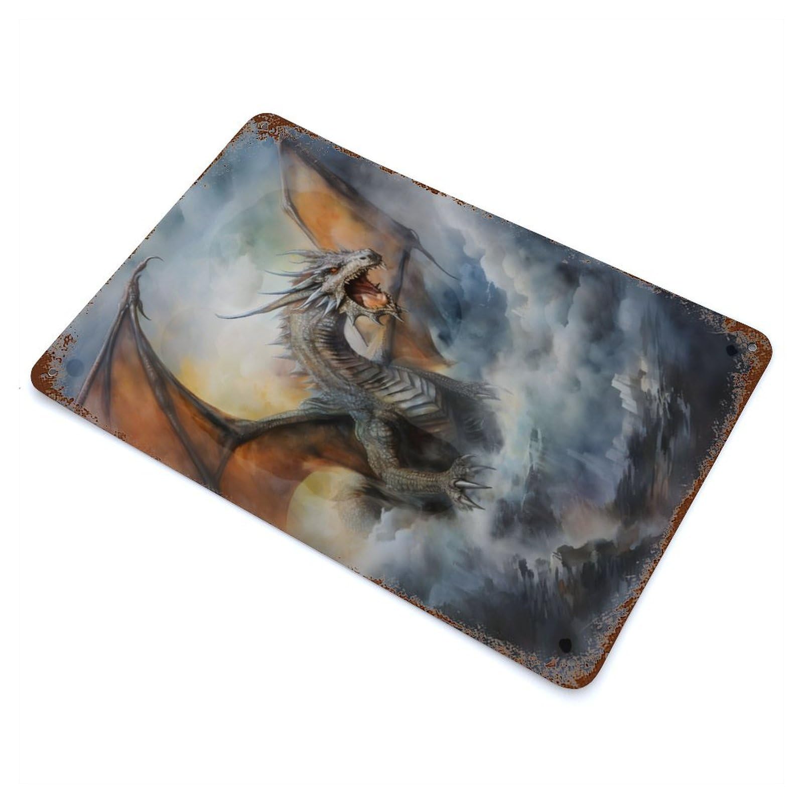 Angry Dragon Vintage Metal Tin Sign 11.8"x7.9", Ideal for Cafe, Home Bar And Lounge Decor