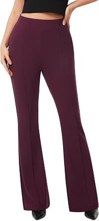 AFITNE Womens Dress Pants High Rise Flare Pants Pull On Stretchy Work Pants Business Office Casual Slacks with Pockets