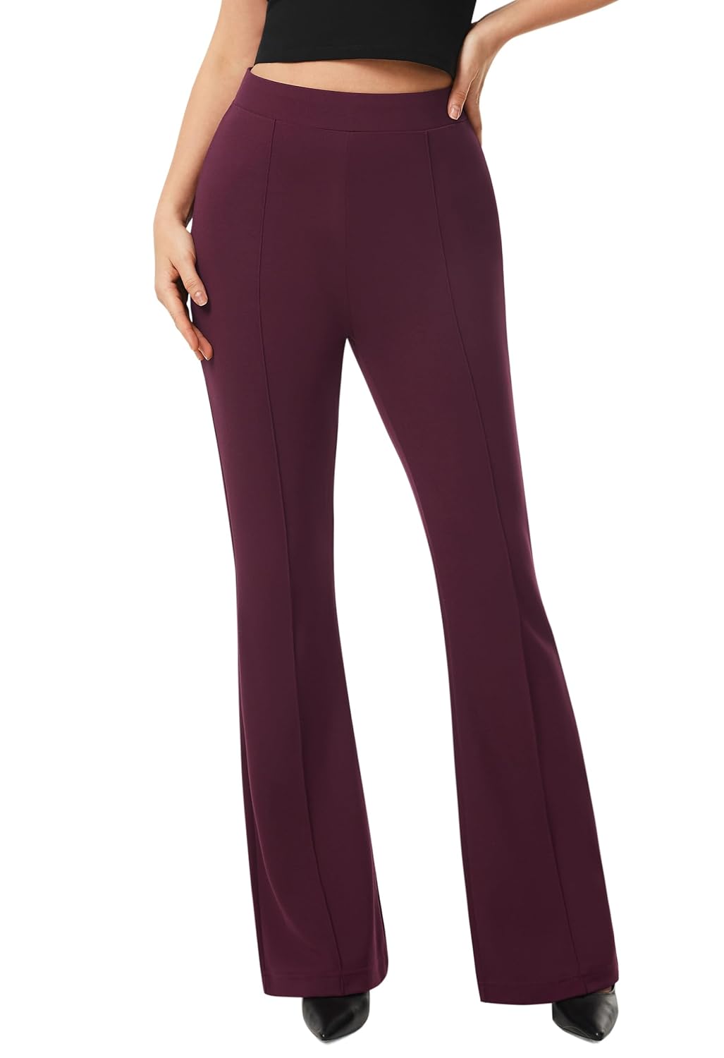 AFITNE Womens Dress Pants High Rise Flare Pants Pull On Stretchy Work Pants Business Office Casual Slacks with