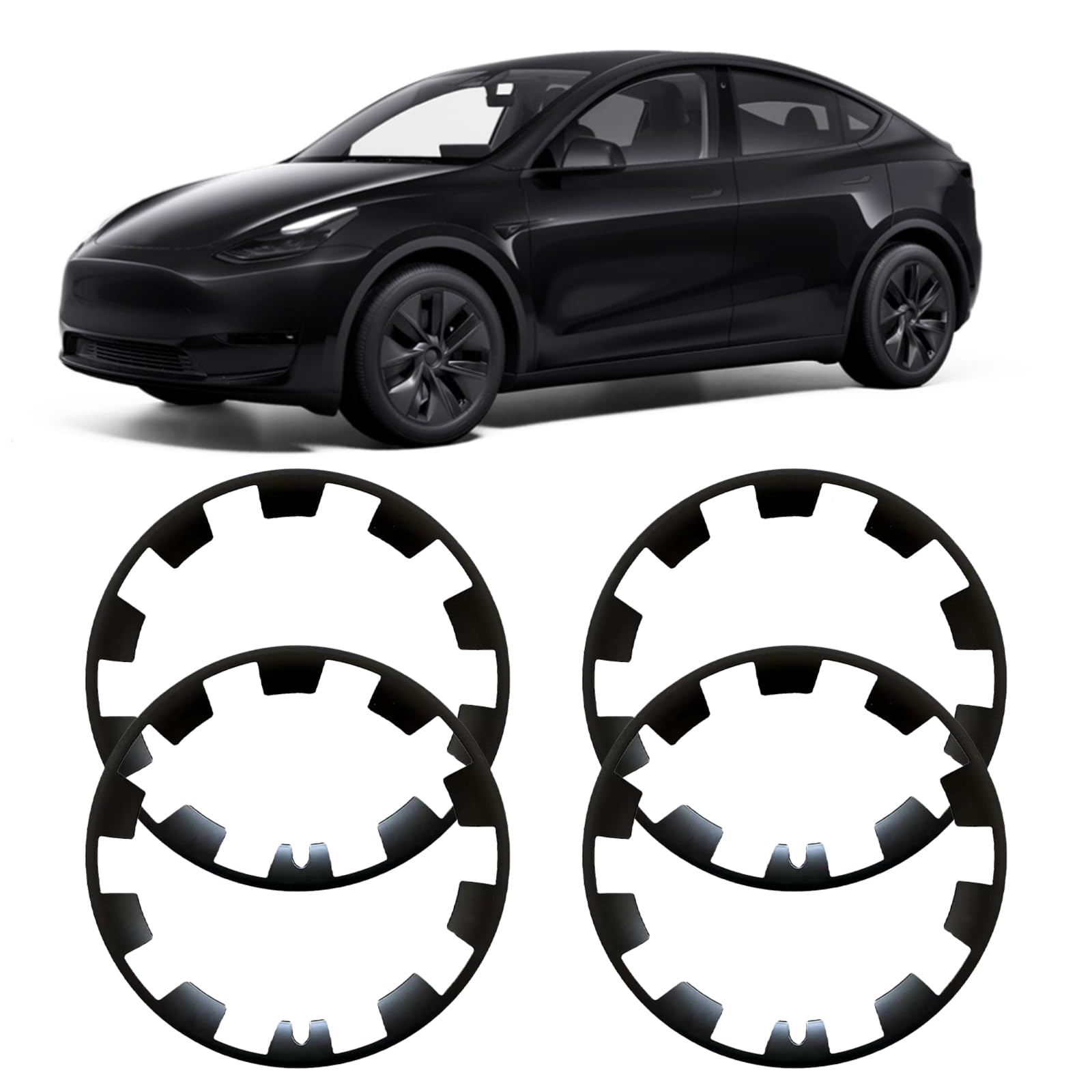 Wheel Rim Protector compatible with Tesla Model Y, 20inch ABS Hub Cap, 4Pcs Rim Guard Cover Car Protection for Model Y 2021-2023,Hub Centre Caps Replacement(Black)