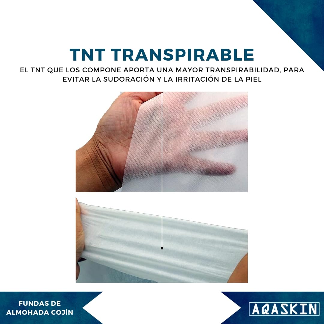Fundas Desechables de TNT - Envueltas Individualmente - Descuento por Cantidad - Para Cojines 50 x 80 cm - Cierre Con Solapa 10 cm - Color: Blanco