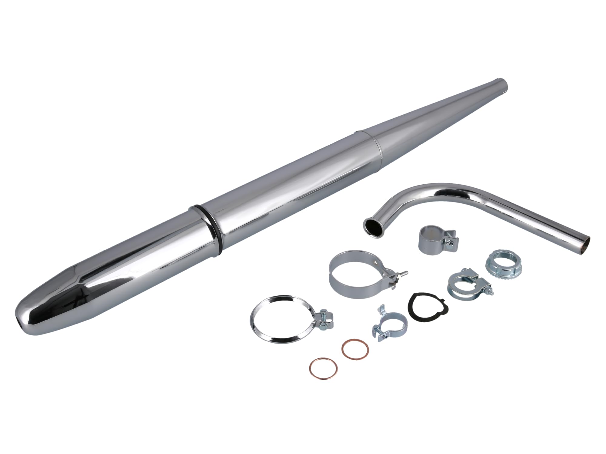 Set: Auspuff Chrom Spitztüte komplett - für Simson SR4-2