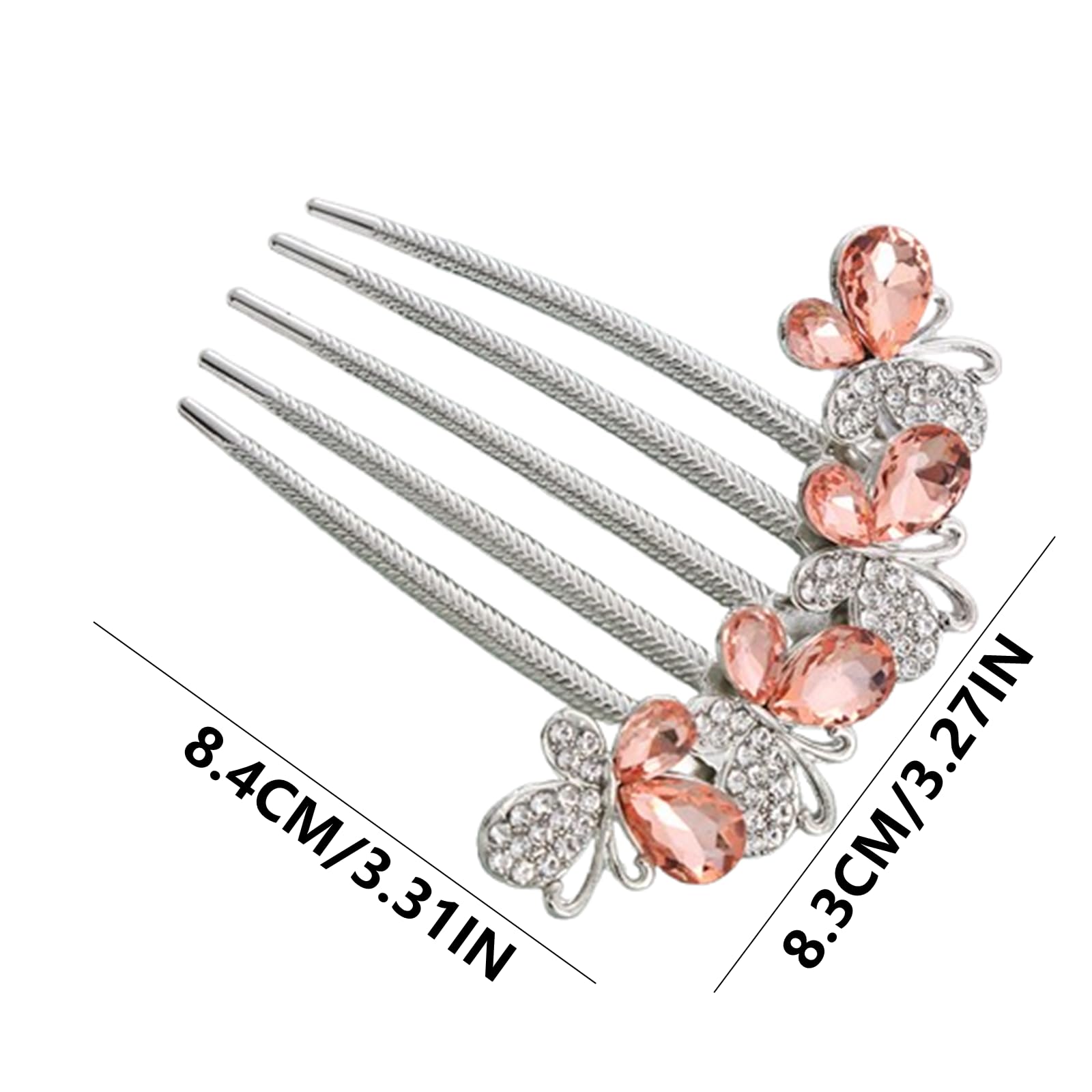 JLEivvi 2 PCS Crystal Rhinestone Butterfly Hair Combs, 5-Teeth Vintage Side Combs for Wedding Bridal, Party & Daily Wear - Image 2