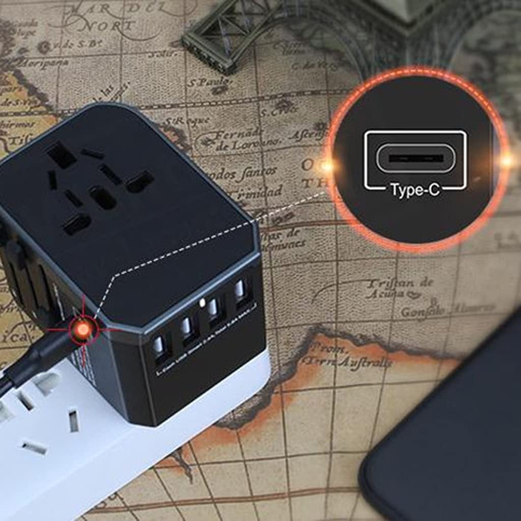 Gniazdo międzynarodowe przetwornice Międzynarodowy konwerter wtyczki, wielofunkcyjny konwerter adaptera na całym świecie, międzynarodowa zasilacz z 4 Usb. adapter wtyczki zasilania (Color : B)