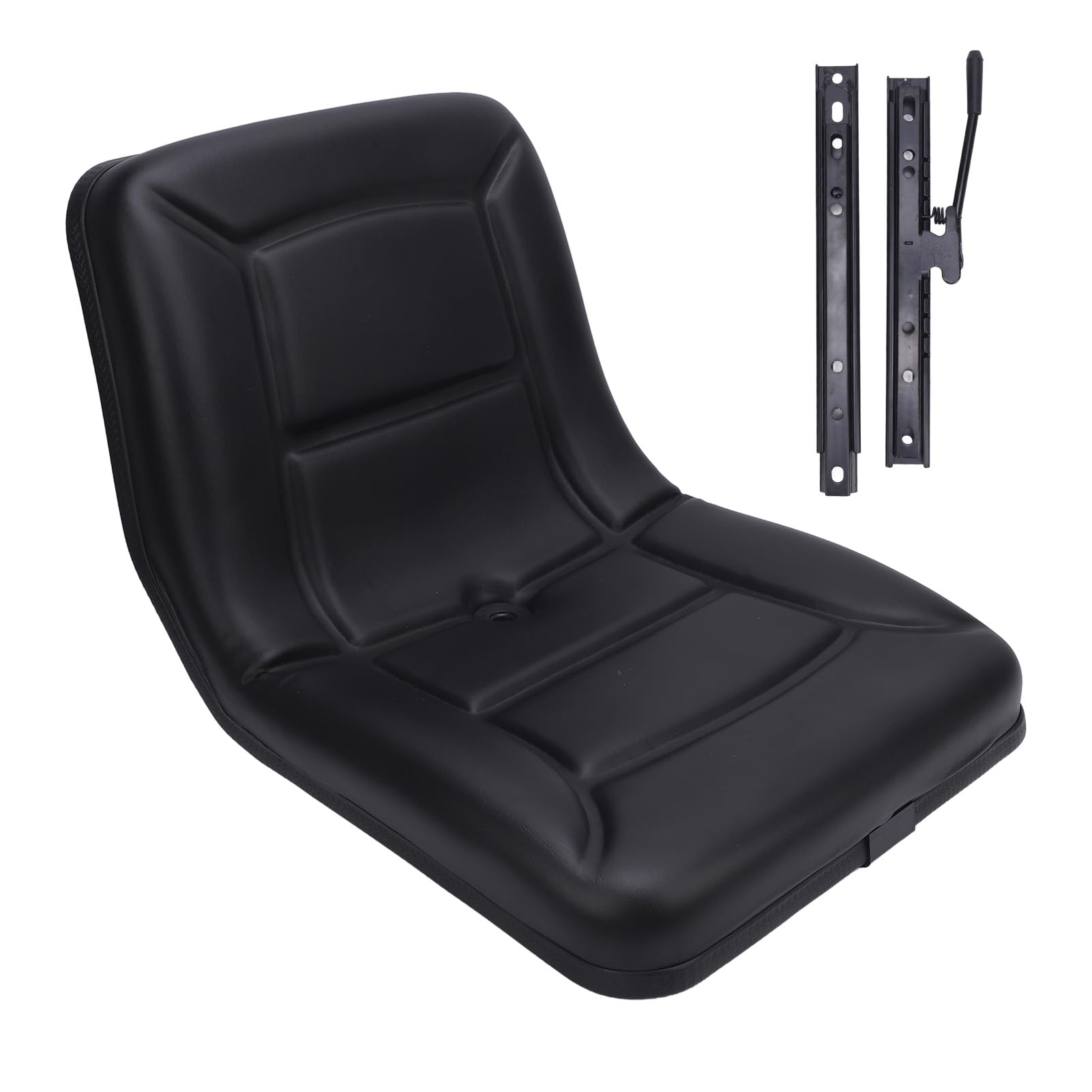 Asixxsix Asiento Universal de Montacargas, Silla de Cuero de PU Transpirable Placas de Metal de Metal Asiento de Cortacésped a Prueba de óxido para Cosechadoras de Excavador