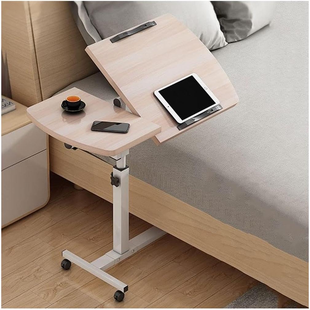 POCHY Overbed Bedside Adjustable Overbed Table with 2