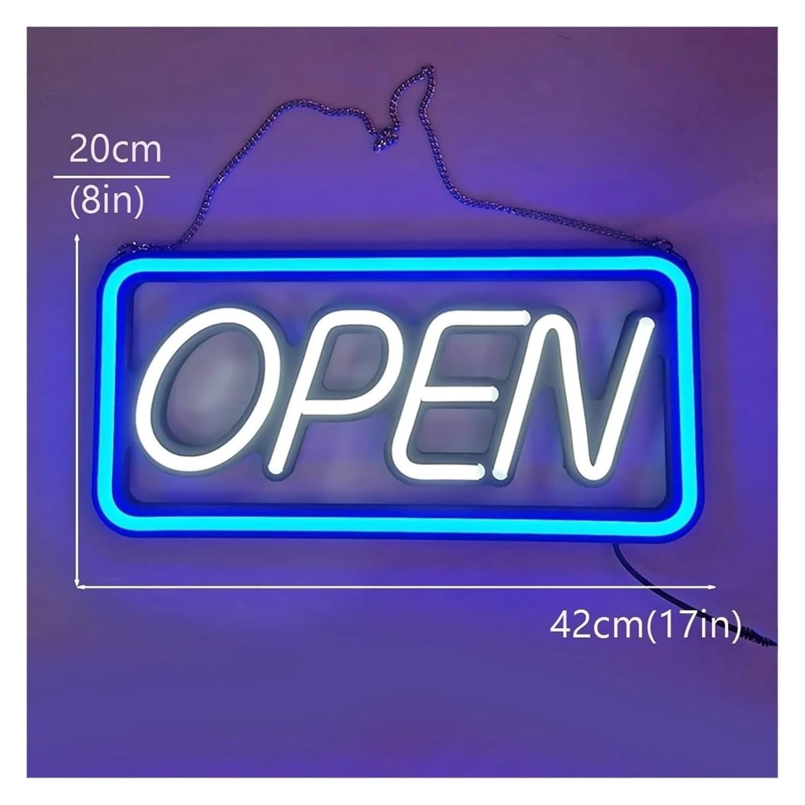 Generico Aperto per insegne al neon Luminosità regolabile per attività commerciali con luci Adatto 20 cm x 42