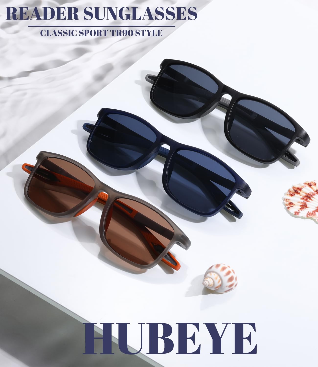 Hubeye Gafas de lectura deportiva para mujeres y hombres ultraligeras anteojos de lectura gafas anti luz azul (Negro+Naranja+Azul, 2.50)