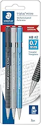 Staedtler Triplus Micro, lapiseira com borracha de torção, pacote com 3, para desenho, engenharia, grafite de 0,7 mm, 77427BK3A6