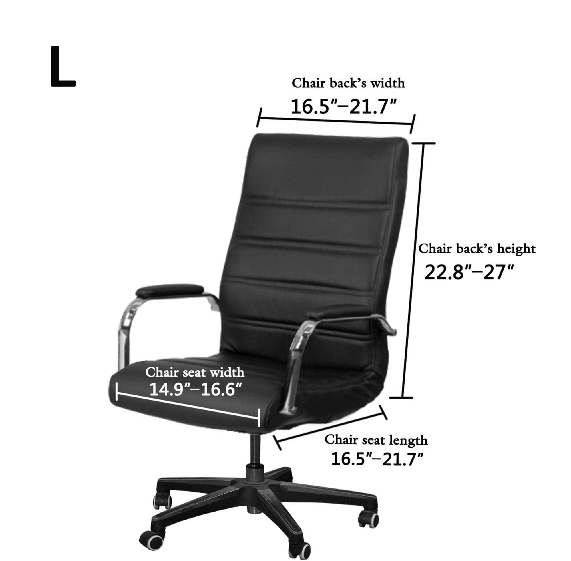Fouvin Rivestimento per sedia da ufficio, con bracciolo, elasticizzato, per sedia da ufficio, per computer, rimovibile, lavabile, decorazione per la casa, la cucina, l'hotel, il ristorante (nero XL